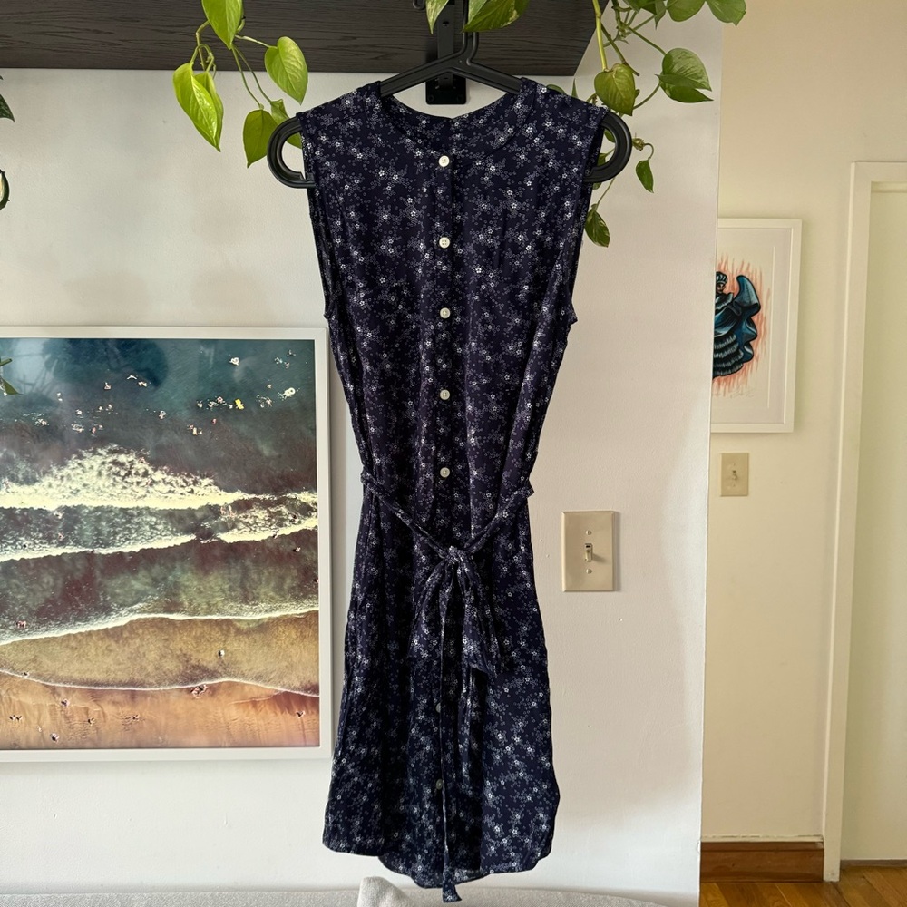 Gap Sleeveless Print Dress Navy Floral Size Small - Picture 2 of 15